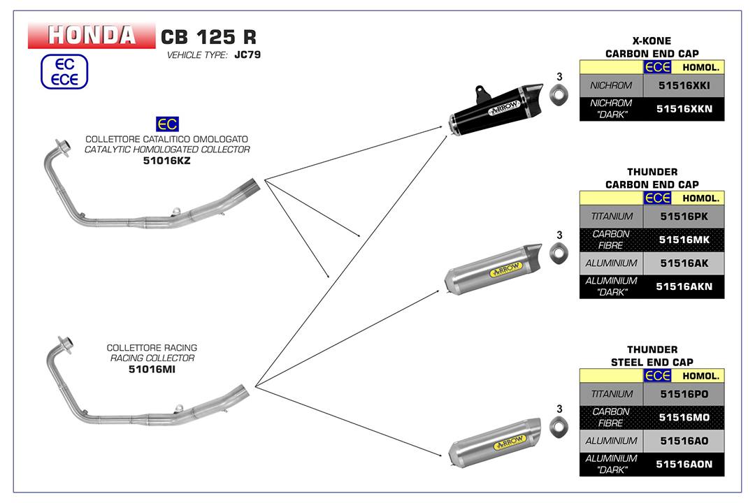 ARROW Header for Honda CBR125R 2018- , with catalyst