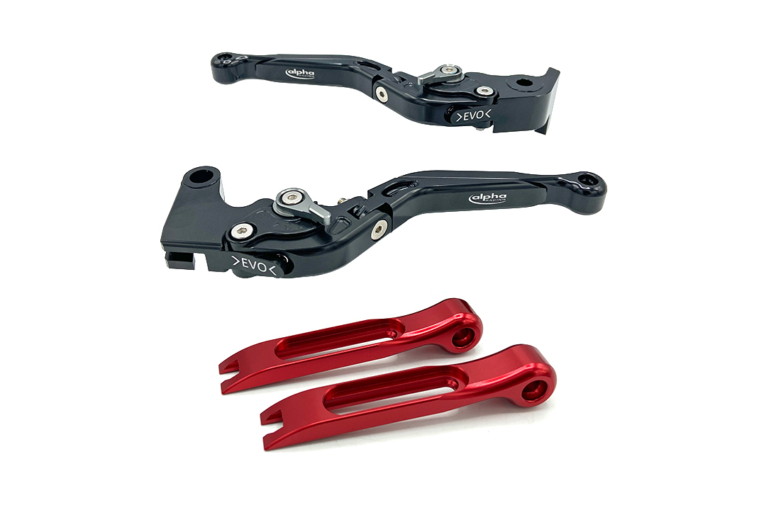 Colored front part for levers EVO by ALPHA RACING, aluminium red