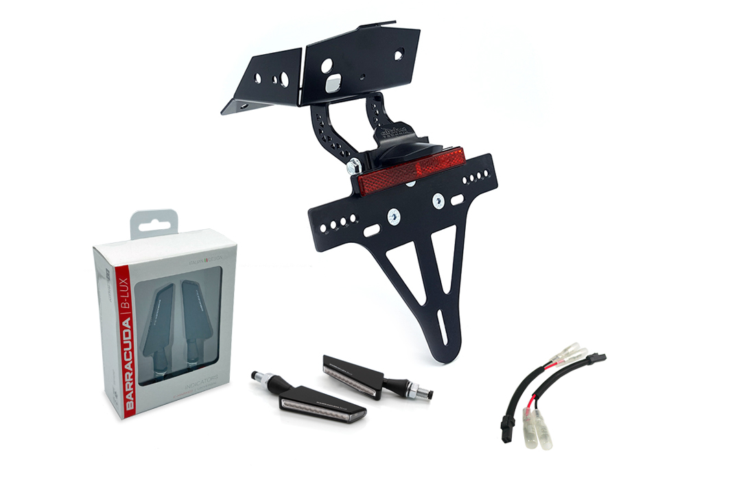 alpha Technik Number Plate Holder-flasher light, turn signal Kit SQ-LED (front + rear) for KTM 690 SMC R from model year 2019