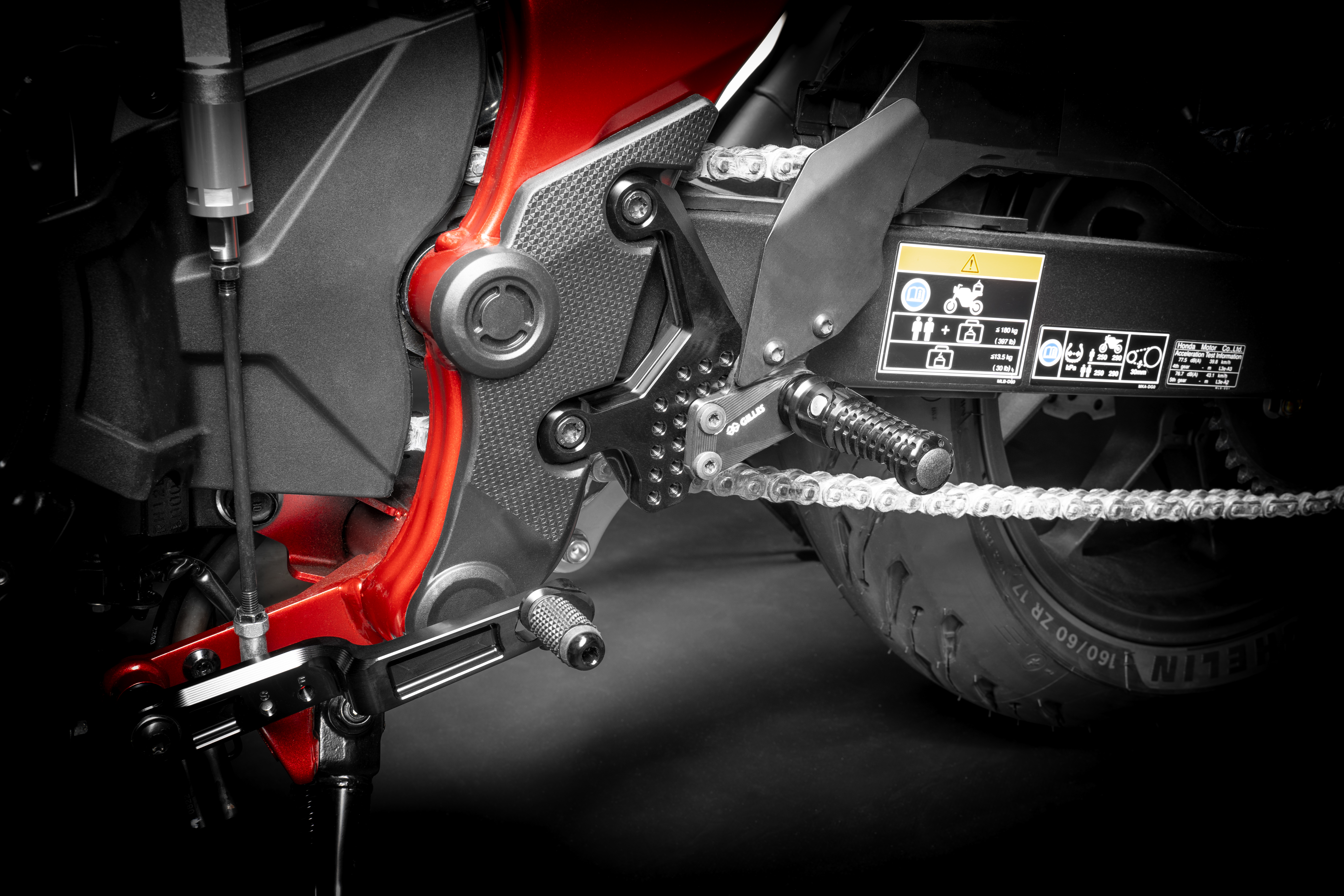 GILLES AS31GT3 footrest Rearset System Black for Honda CB750 Hornet 2023- , CBR500R 2021-