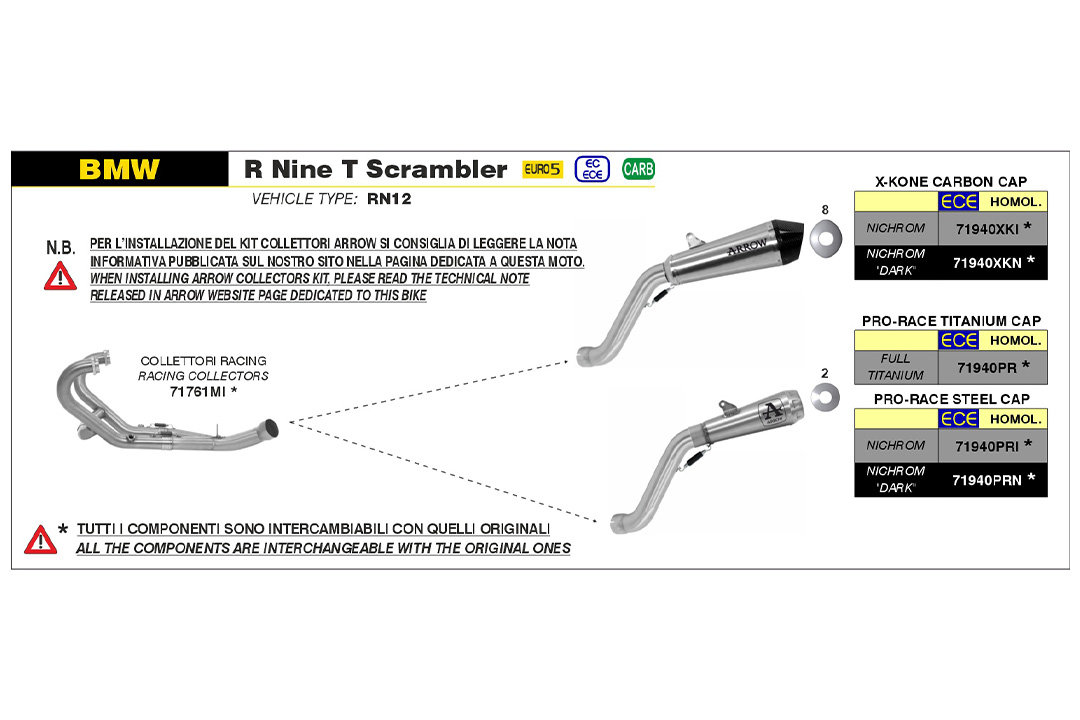 ARROW PRO RACE Titanium Exhaust for BMW R nineT Scrambler from model year 2021-
