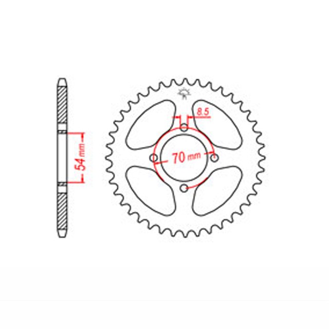 rear sprocket Steel, 38 Teeth, Pitch 420