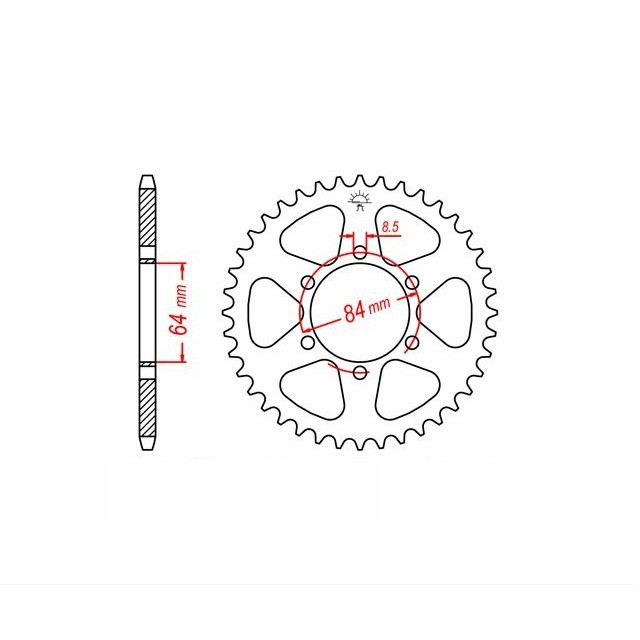 rear sprocket Steel, 44 Teeth, Pitch 428