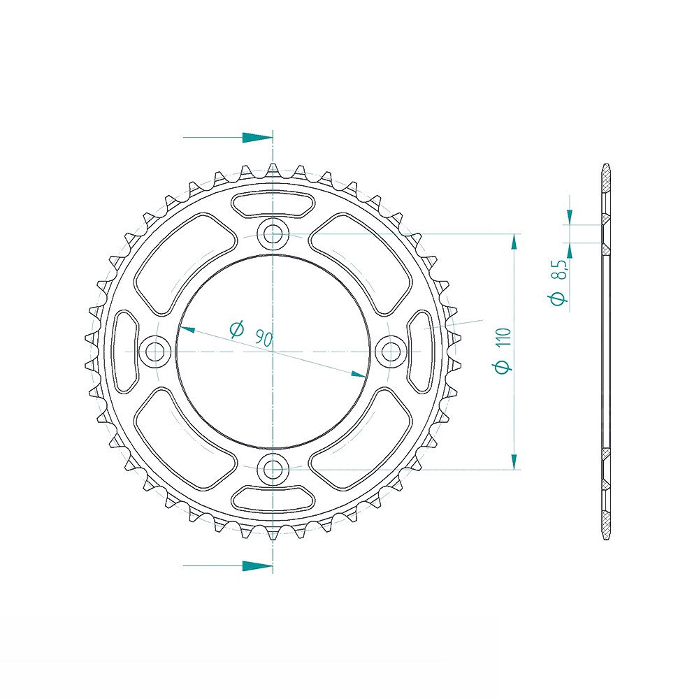 Esjot rear sprocket Z-42 KTM SX50 2017-, Aluminium