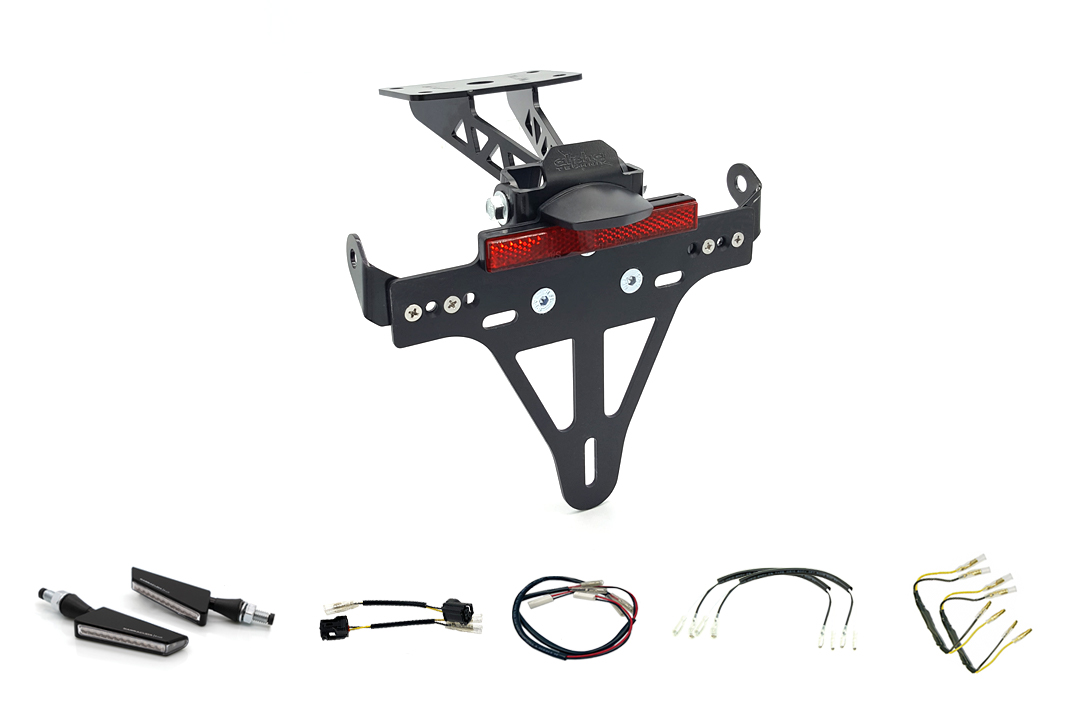 alpha Technik License Plate Holder-flasher light, turn signal-Kit SQ-LED for Yamaha MT-07 RM33 / RM34 from Model Year 2021 (Rear)