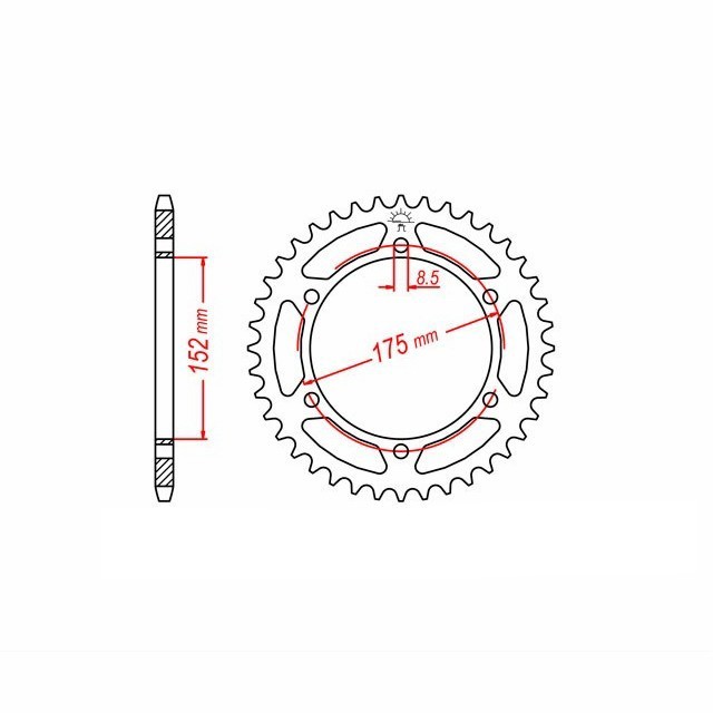 rear sprocket Steel, 51 Teeth, Pitch 428