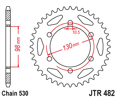 rear sprocket, 47 teeth, pitch 530