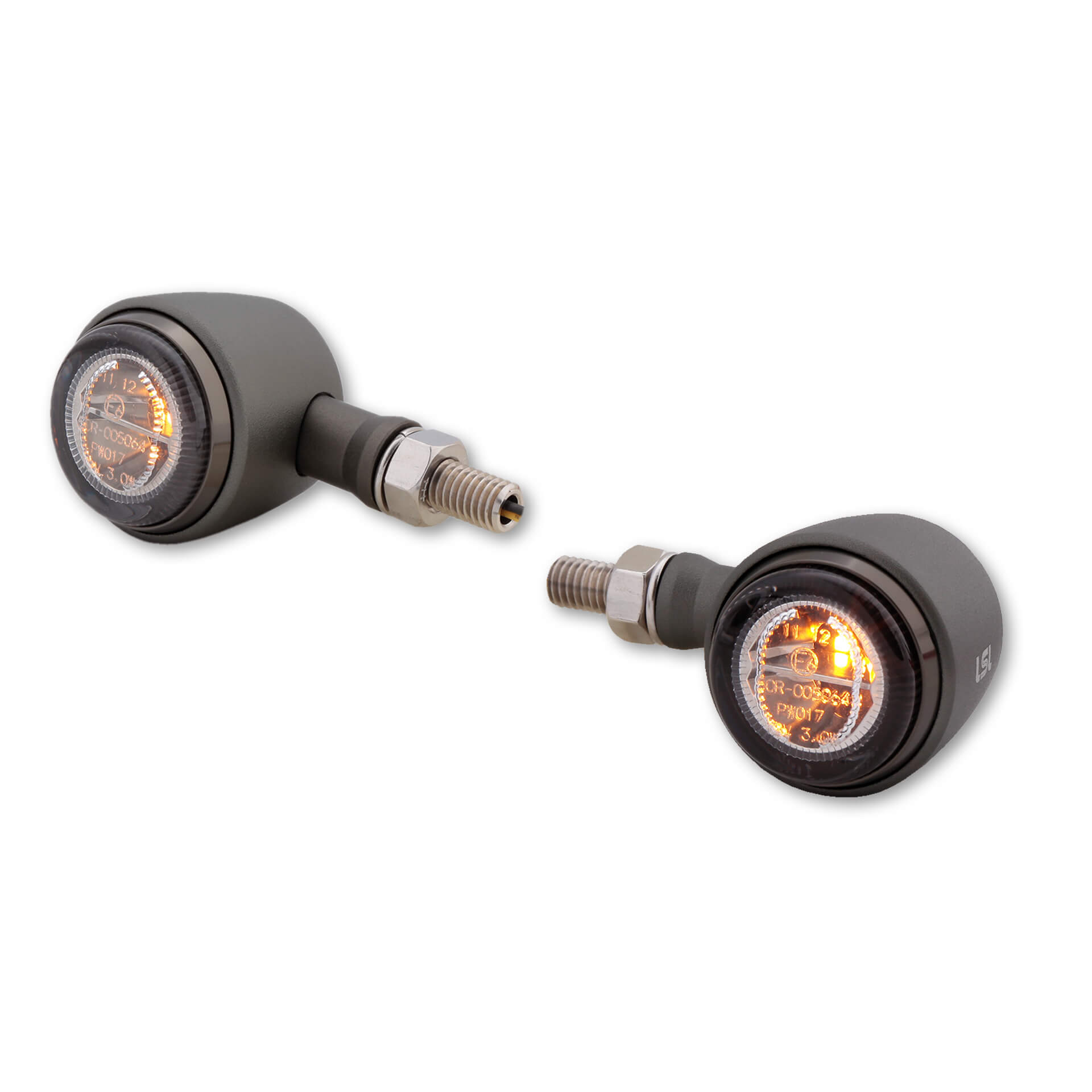 LSL RETRO LED flasher light, turn signal, titanium, tinted reflector, pair, E-marked