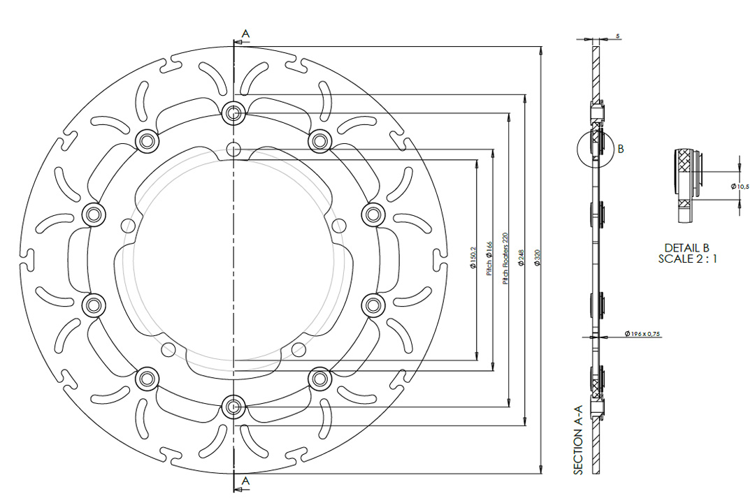 alpha Technik brake disc Omega-Design ABD33, Front for Triumph Speed 94, Speed Triple, Sprint GT 1050, Trophy 1215