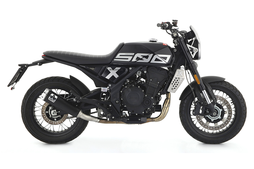 ARROW REBEL Slip-On Exhaust for Brixton CrossFire 500 X 2021-, Black Stainless Steel with Aluminium End Cap