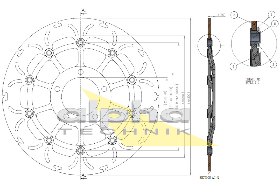 alpha Technik brake disc Omega-Design ABD33, Front for Triumph Daytona, Rocket, Speed Triple