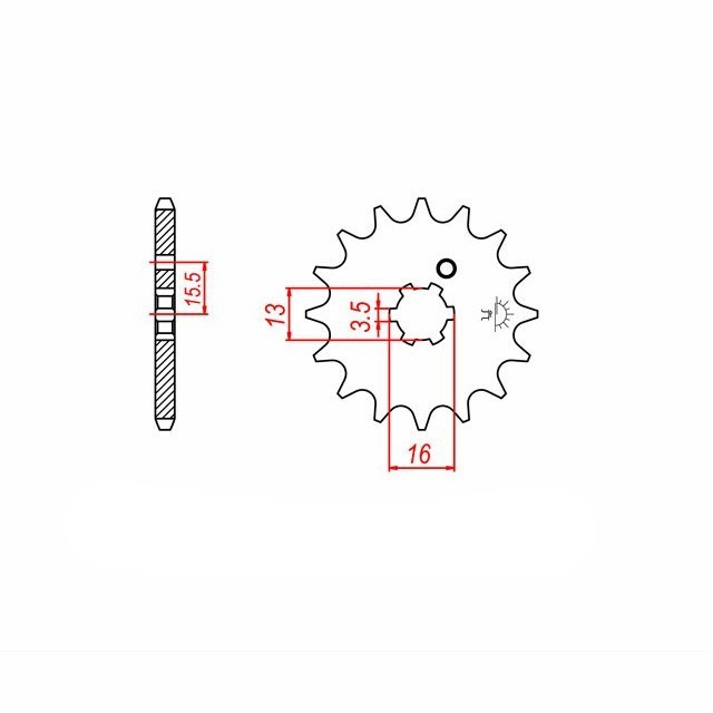 Sprocket, 13 Teeth, Pitch 428