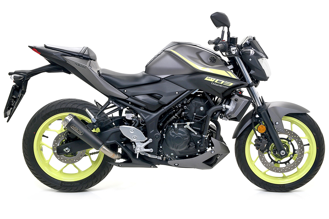 ARROW DARK PRO Race Exhaust for Yamaha MT-03 model year 2016- and YZF-R3/YZF-R25 model year 2015-