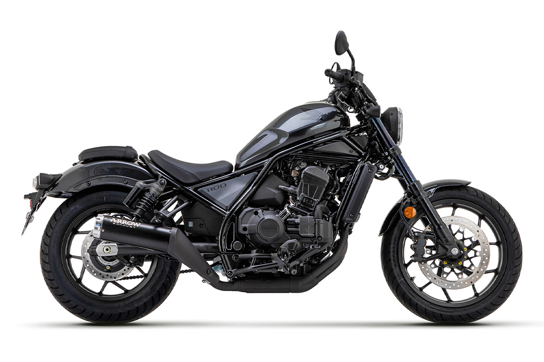 ARROW REBEL DARK Slip-On Exhaust with Aluminium End Cap for Honda CMX 1100 Rebel Model Year 2021-