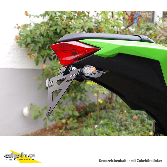 alpha Technik Licence Plate Holder for Kawasaki Ninja 300; Type EX300A; Model Year 2012-