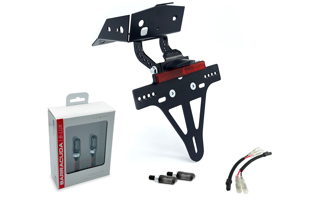 alpha Technik Number Plate Holder-flasher light, turn signal-Kit M-LED (fronte + rear) for KTM 690 SMC R from model year 2019