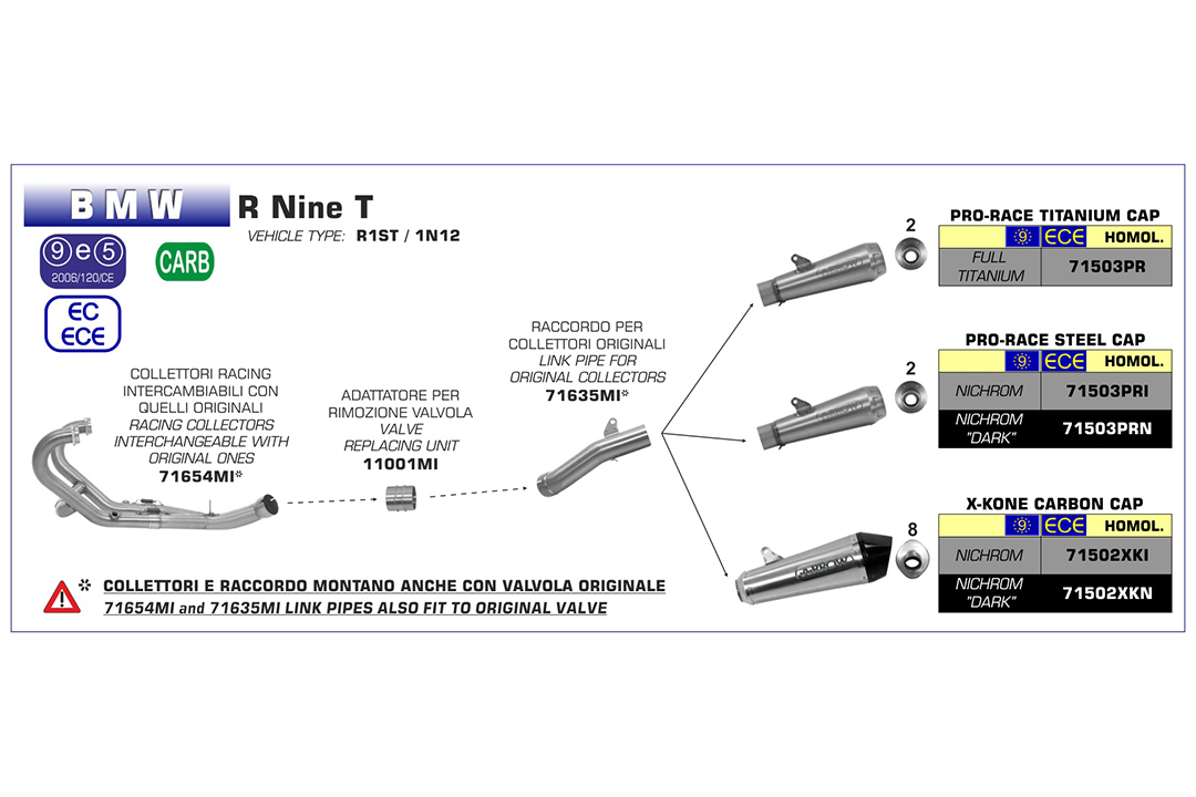 ARROW PRO-RACING exhaust for BMW RnineT 2014-, stainless steel (only with ARROW mid-pipe)