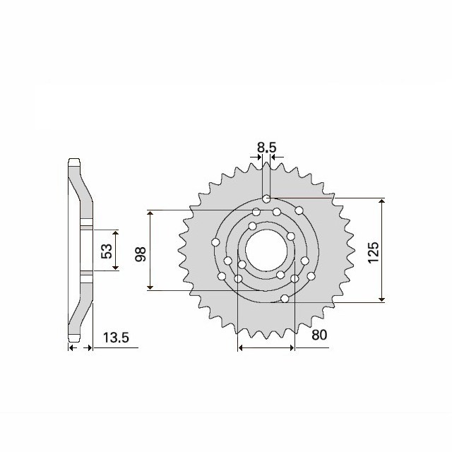 rear sprocket steel, 52 teeth, pitch 420