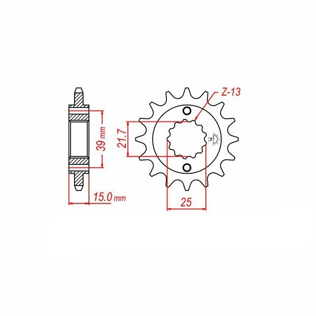 Sprocket, 15 Teeth, 520 Pitch