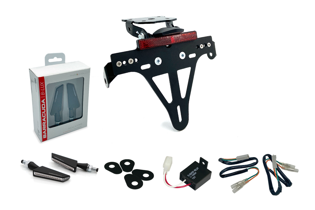 Licence Plate Holder-flasher light, turn signal-Kit BSQN for Kawasaki Z1000SX from model year 2011 or Ninja 1000SX from model year 2020 (Rear)