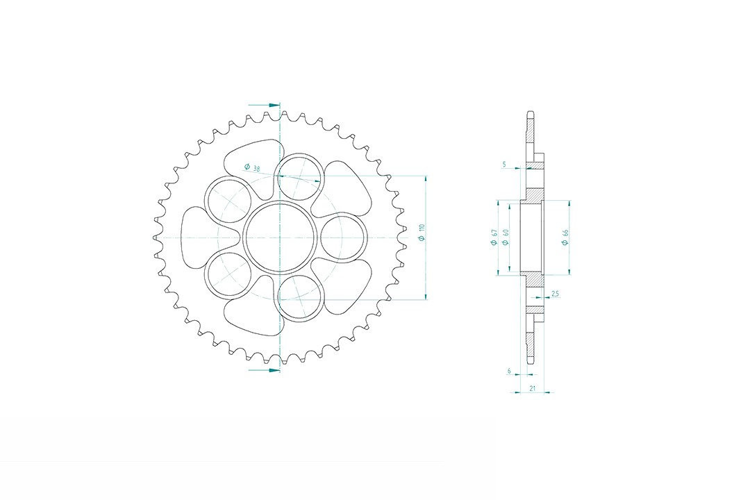 rear sprocket Steel, 43 Teeth, 520 Pitch