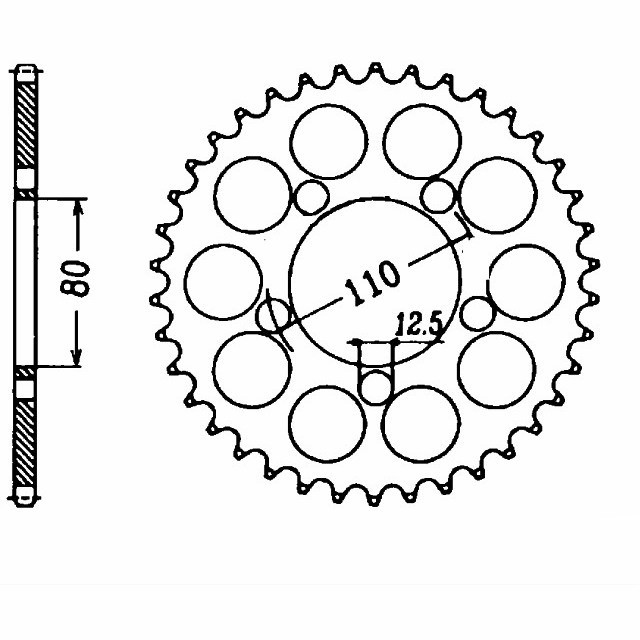 rear sprocket Steel, 46 Teeth, Pitch 530