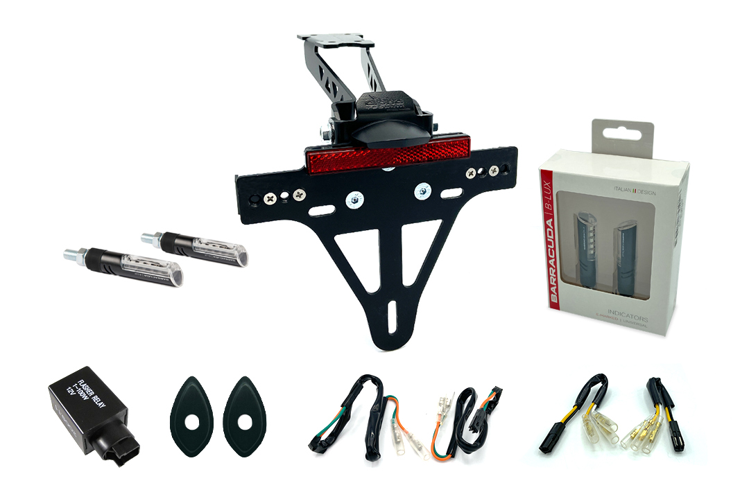 License Plate Holder -flasher light, turn signal- Kit IDEA (fronte + rear) for Honda CB500F Type PC58 and CBR500R PC57 from model year 2017