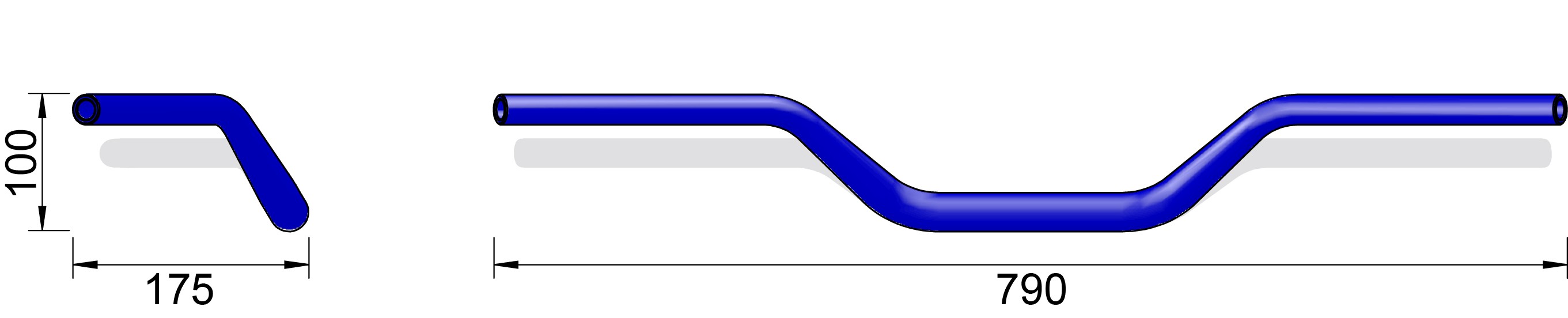 LSL X-Bar Aluminium handlebar Naked Bike X02, 1 1/8 inch, silver