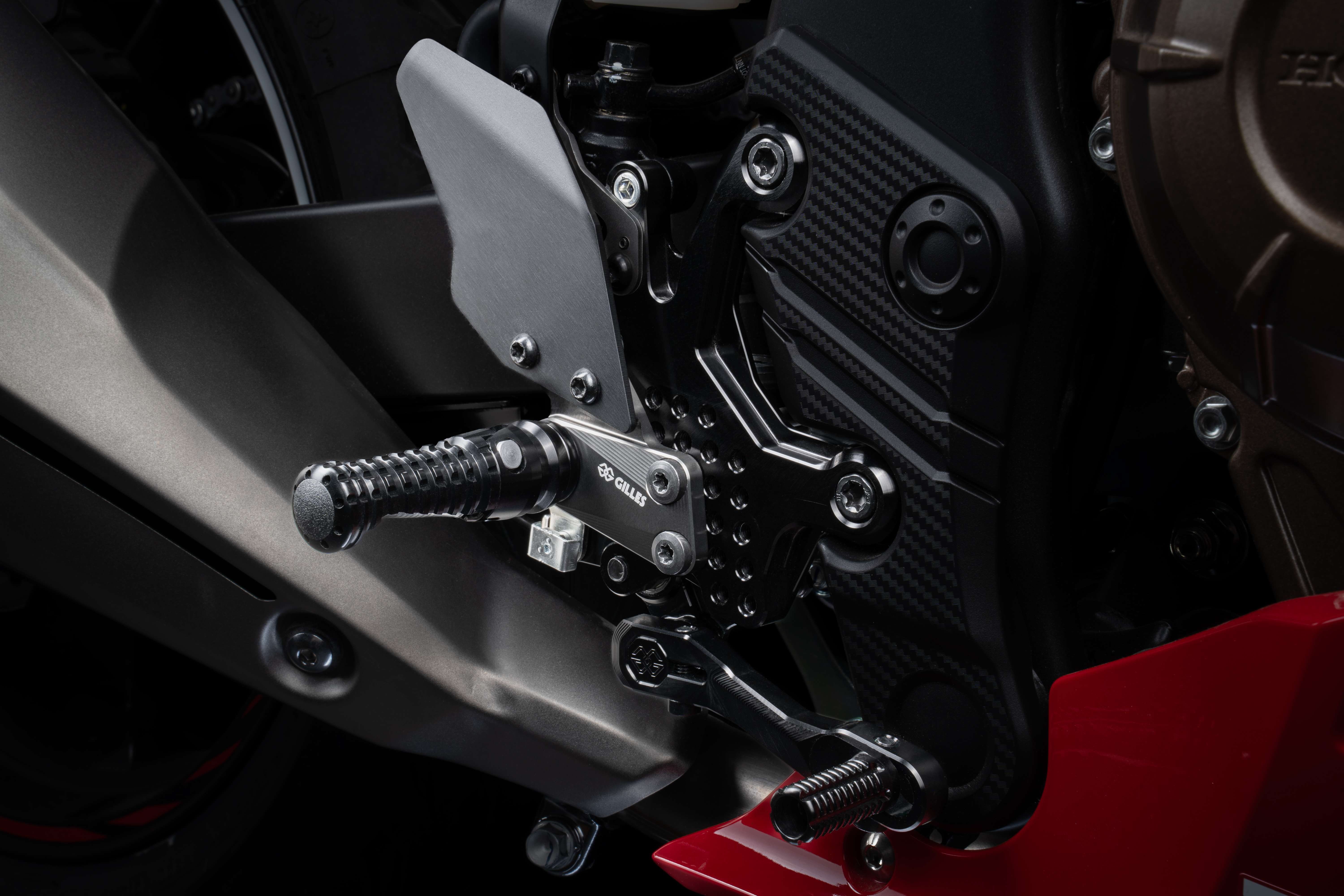 GILLES AS31GT3 footrest Rearset System Black for Honda CB750 Hornet 2023- , CBR500R 2021-
