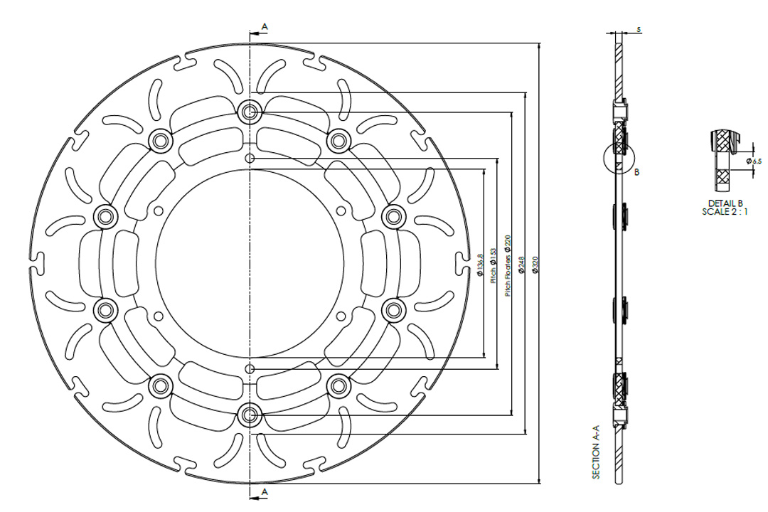 alpha Technik brake disc Omega-Design ABD33, fronte for KTM 1050, 1190, 1290, 790 Adventure