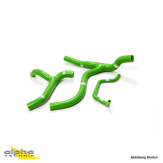 SAMCO SPORT Silicone Hose Kit Y-Piece - Race Design Green for Kawasaki KX450F Model Year 2012-2015