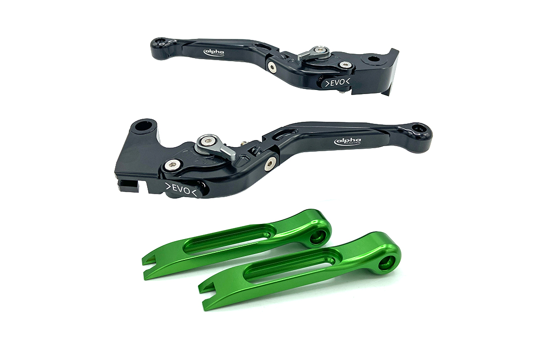 Colored front part for levers EVO by ALPHA RACING, aluminium green