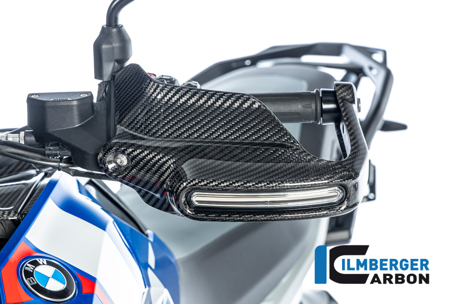 Ilmberger Carbon Hand Protector large with flasher light, turn signal mount left side L/S, gloss, BMW R1300GS 2023-