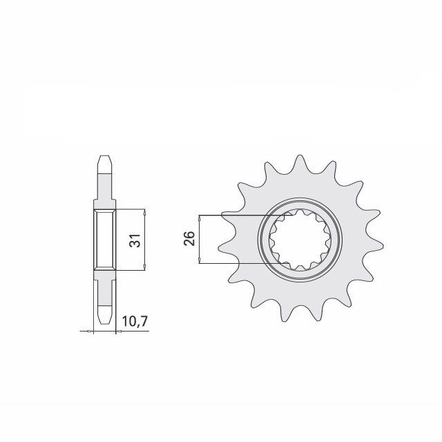 Rubber-damped front sprocket, 15 teeth, 525 pitch