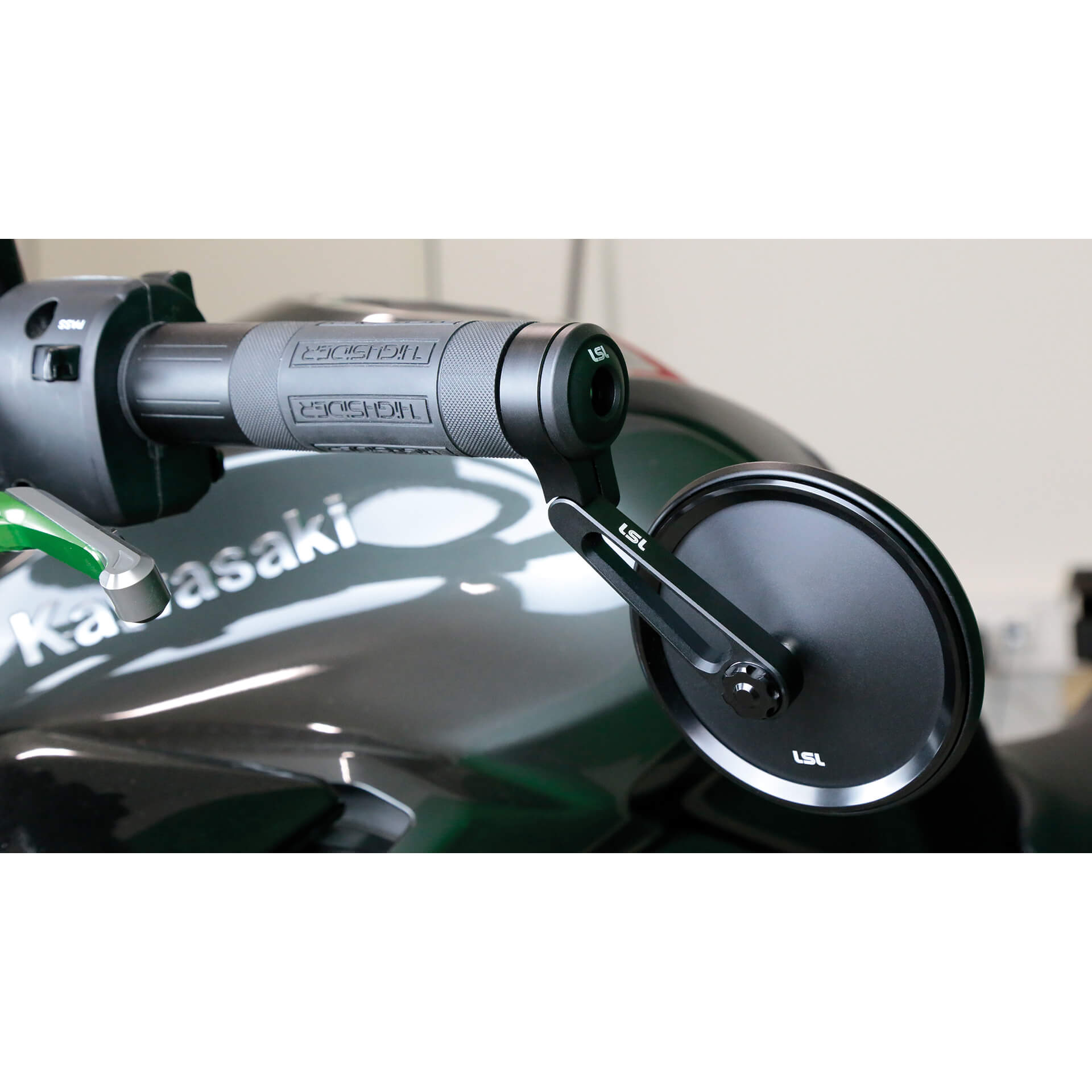 LSL NOVA-RUN Mirror, short handlebar bar end mirror, black, with street approval, ECE, with adapters for 22mm and 1 inch handlebar handlebars