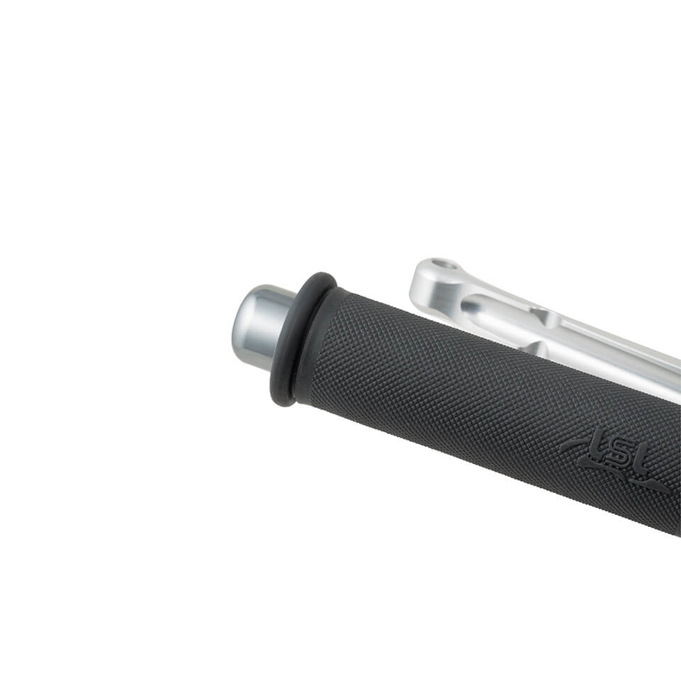 LSL handlebar bar ends, aluminium, cylindrical, small, for 22.2 mm handlebar, with rubber clamping, titanium coloured