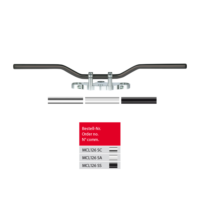 TRW Steel Handlebar Superbike Comfort MCL126SA, Aluminium-Look