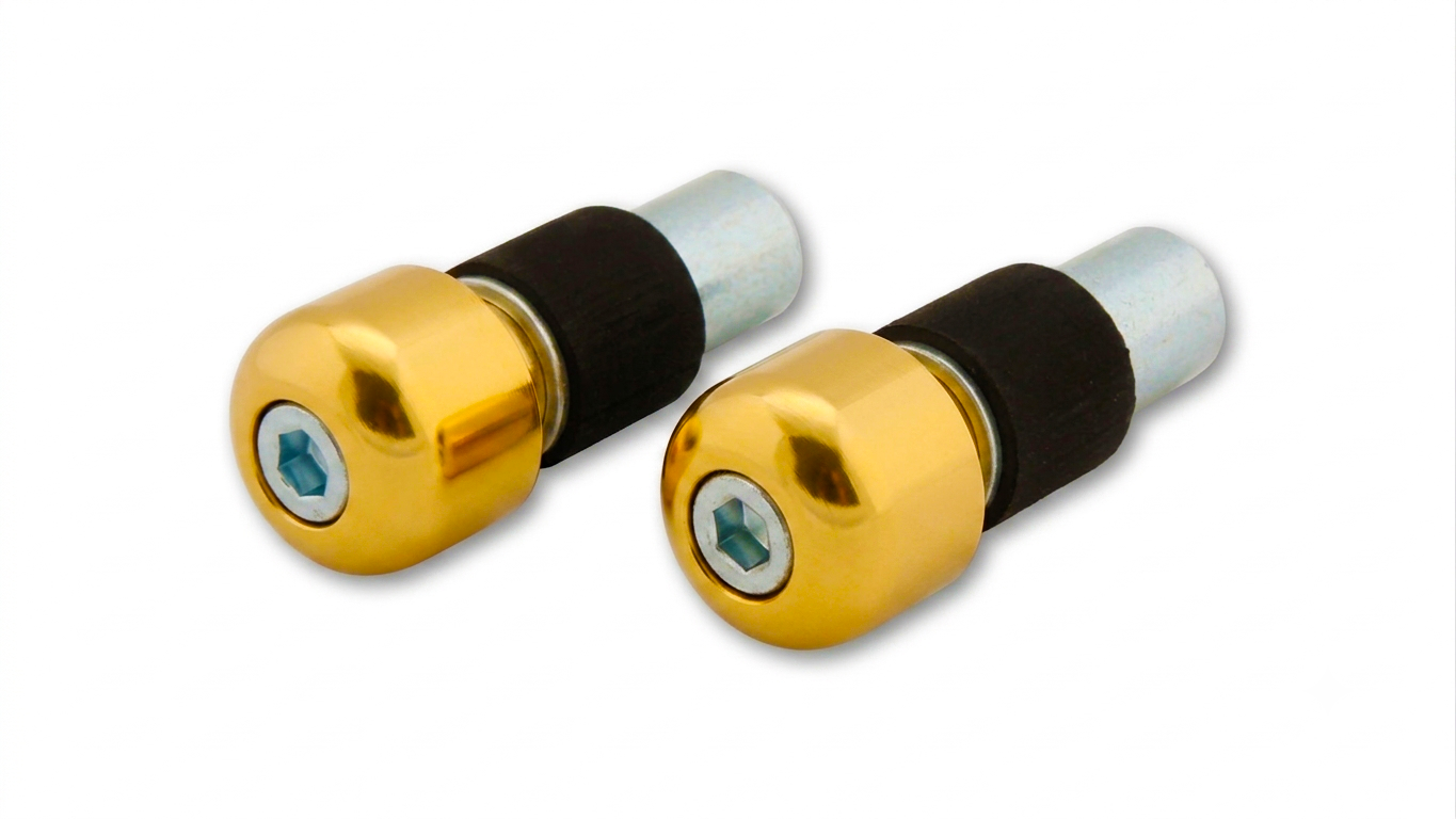 LSL handlebar Bar Ends, Cylindrical, Small, for 18 mm Inner Diameter, for Steel Handlebars, Gold