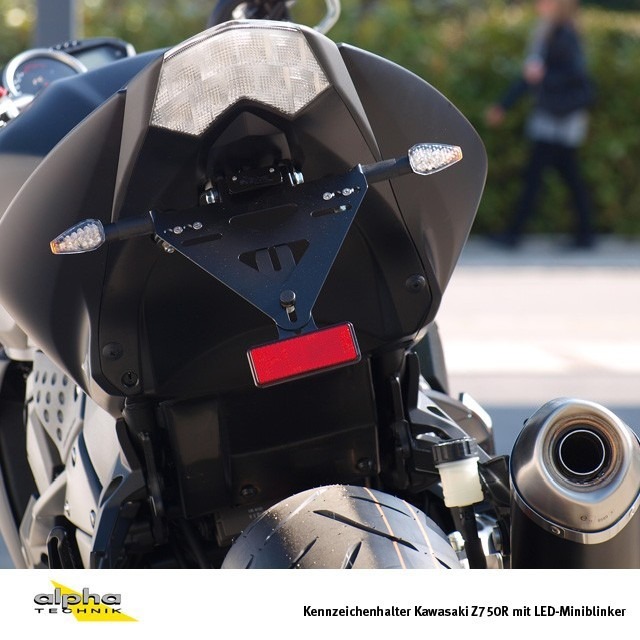 alpha Technik Licence Plate Holder for Kawasaki Z750, Z1000, ZR750L, ZRT0; Type ZR750L; Model Year 2007-