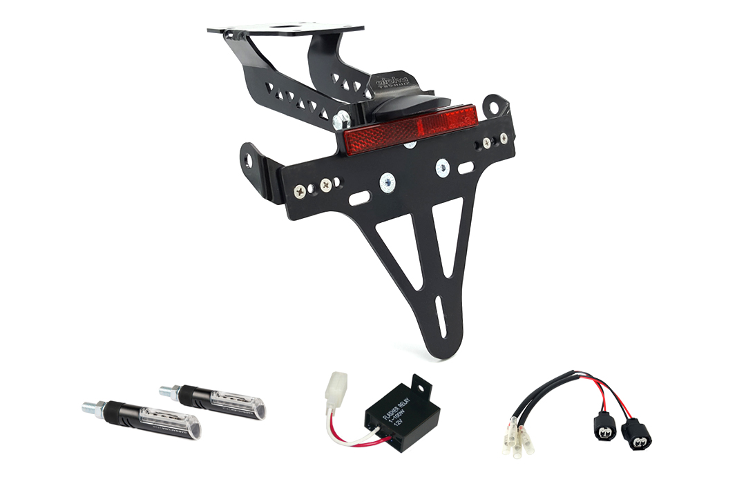 alpha Technik Number Plate Holder-flasher light, turn signal-Kit IDEA for Kawasaki Z900 from model year 2020- (Rear)