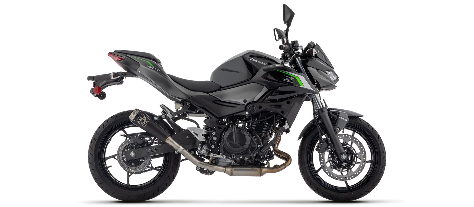 ARROW PRO RACE DARK NiChrome Black Exhaust for Kawasaki Z500, Ninja 500 Model Year 2024-