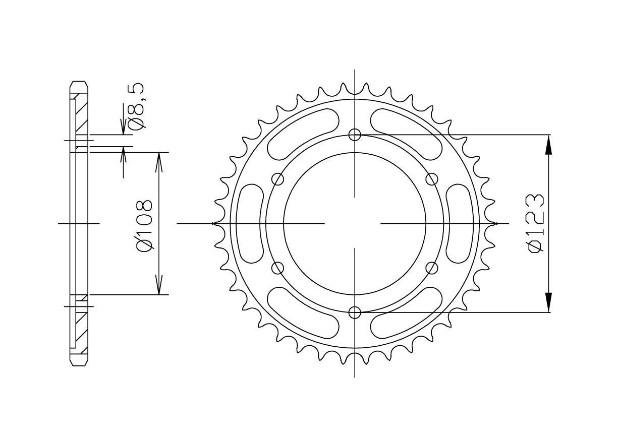 rear sprocket steel, 58 teeth, 428 pitch