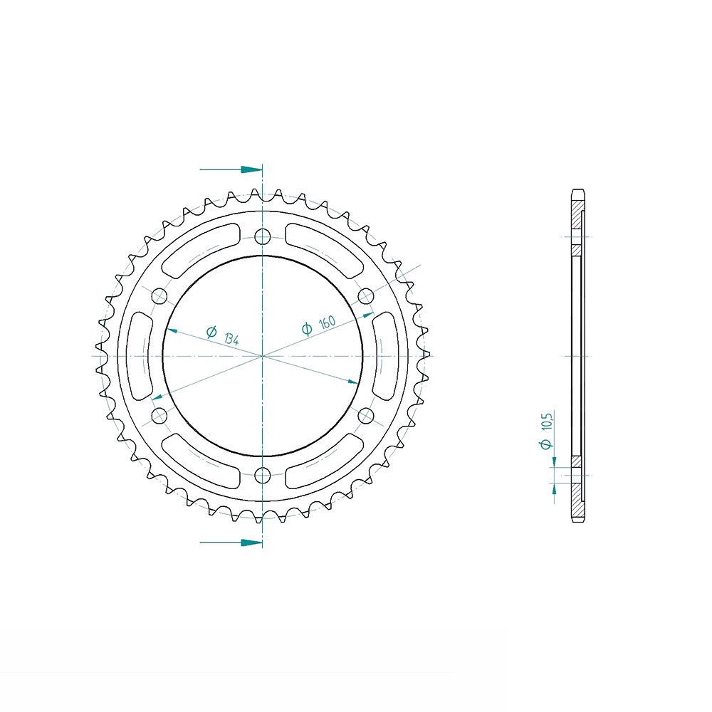 rear sprocket steel, 43 teeth, pitch 530