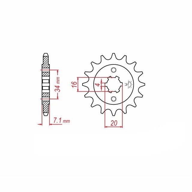 Front Sprocket, 15 Teeth, Pitch 520