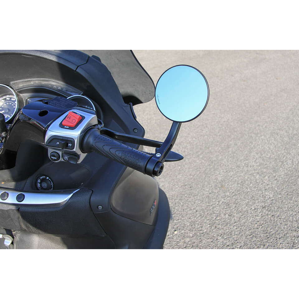LSL handlebar-end mirror CLUBMAN, 100 mm diameter, black, with street approval, ECE, usable for right side R/S and left side L/S