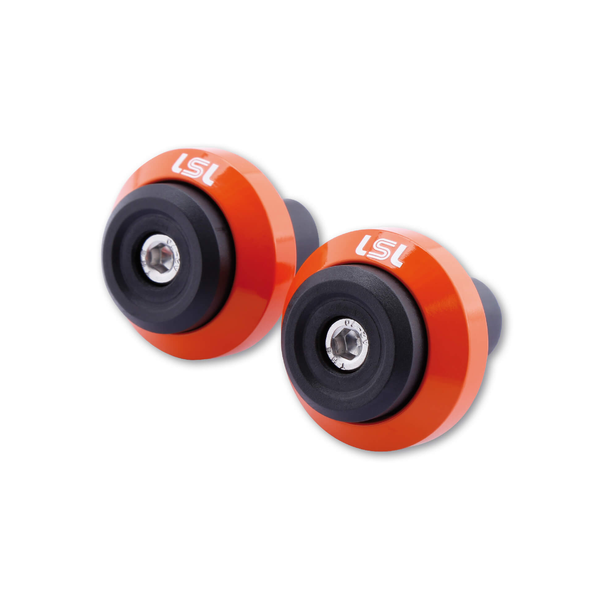 LSL bar end weight GONIA, aluminium, with LSL logo, for handlebars with 14mm and 18mm inner diameter, orange