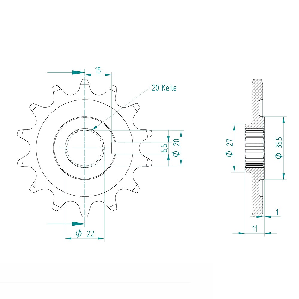 Sprocket, 14 teeth, 520 pitch