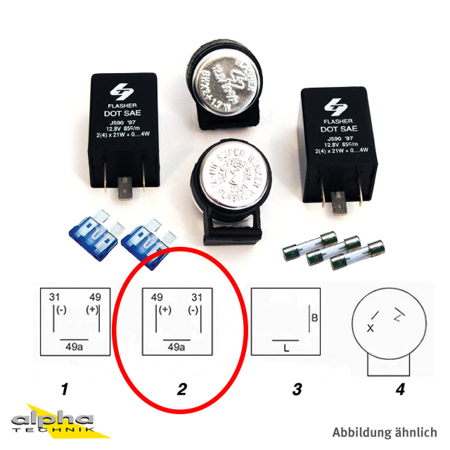 flasher light, turn signal relay 12V 2 (4) x 21W + 0 to 4W