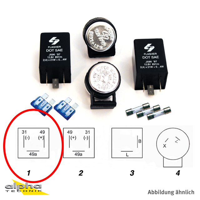 flasher light, turn signal relay 12V 2 (4) x 21W + 0 to 4W