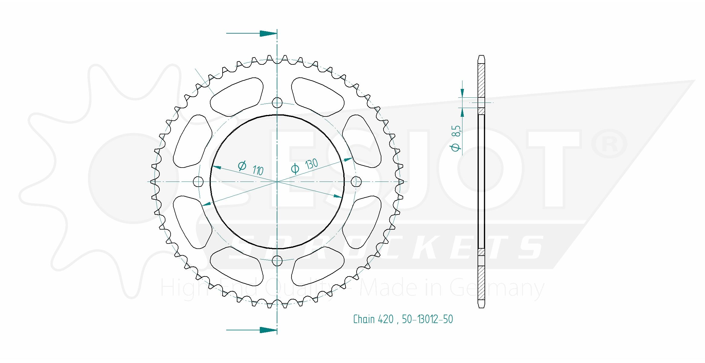 Esjot rear sprocket Z-52 Honda CR80, CRF150R, black